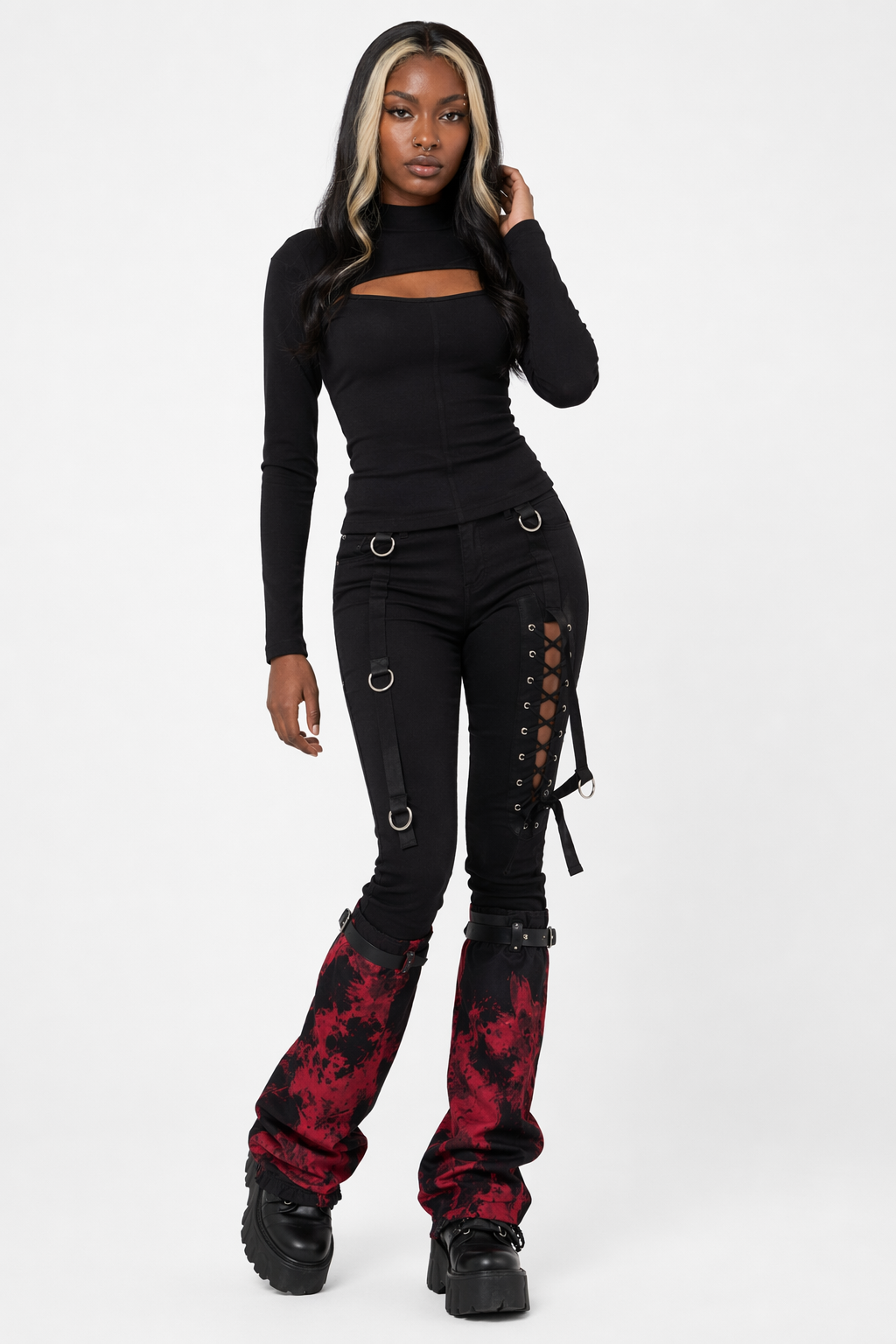 Tie Dye Leg Warmers - Red/Black. Default Title