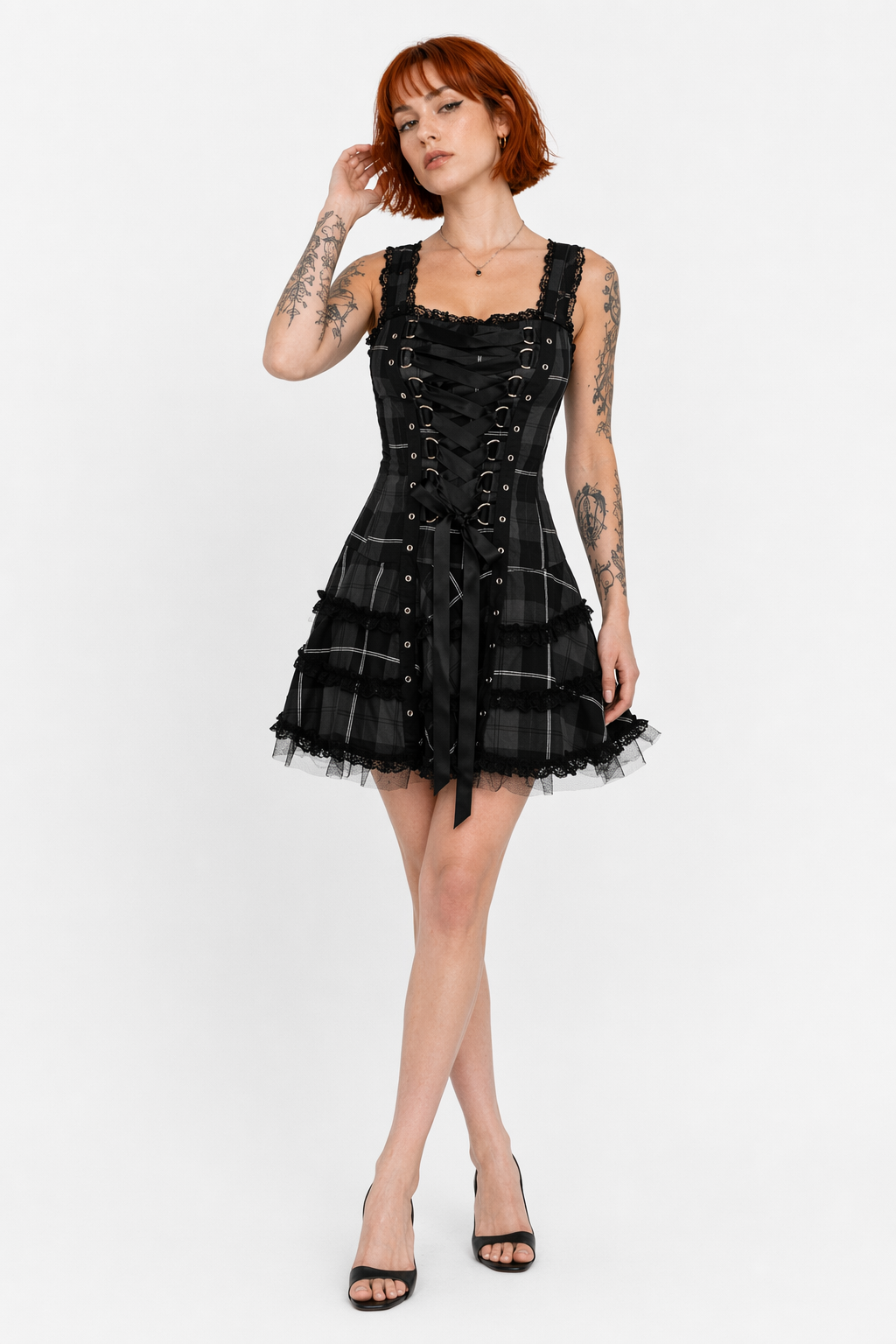 Donnie's Plaid A-line Dress black