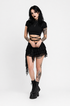 Black Lace Up Tee Black