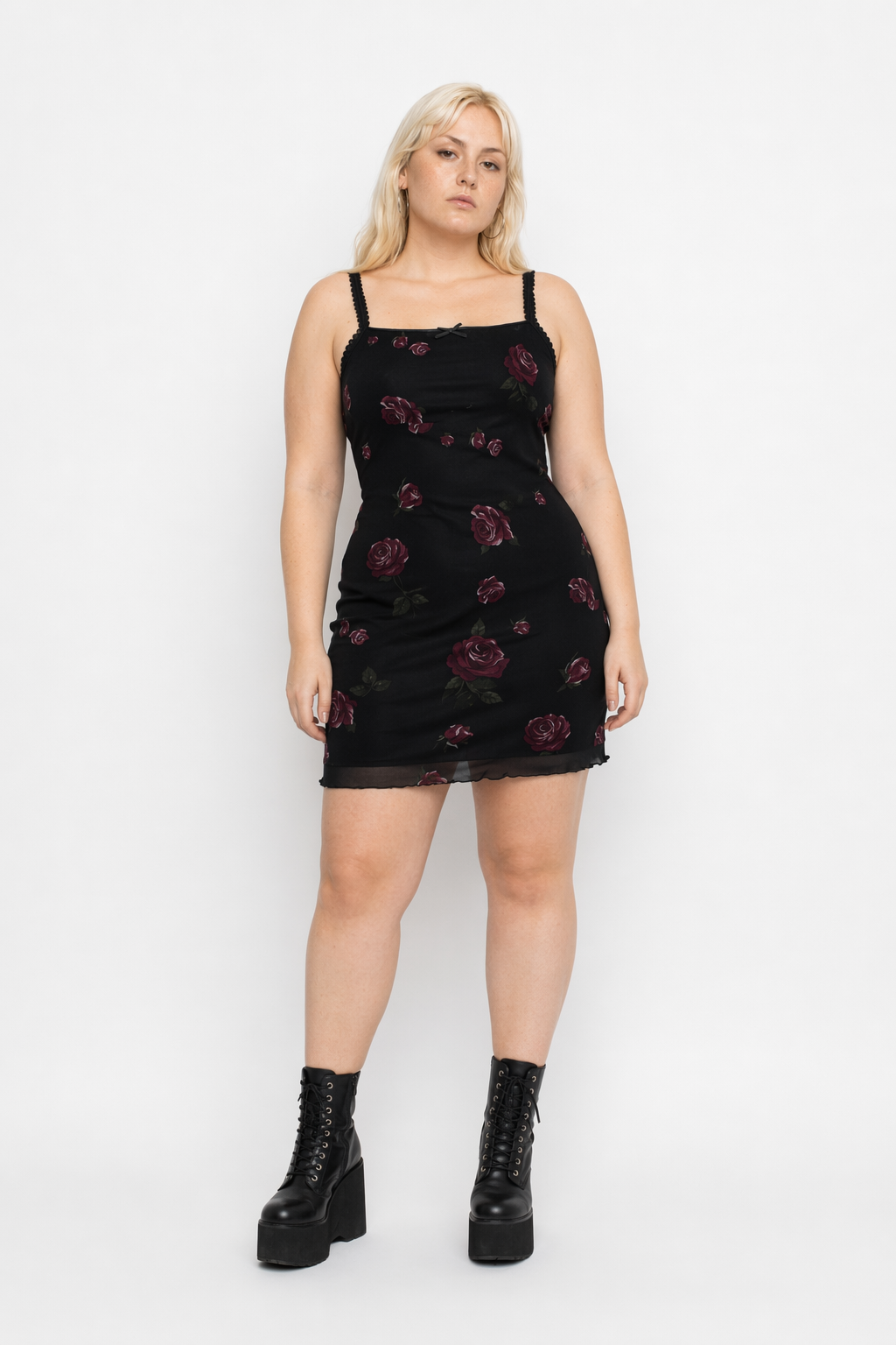Black Floral Mesh Dress Black