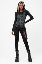 Rhinestone Cross Grunge Top Long Sleeve