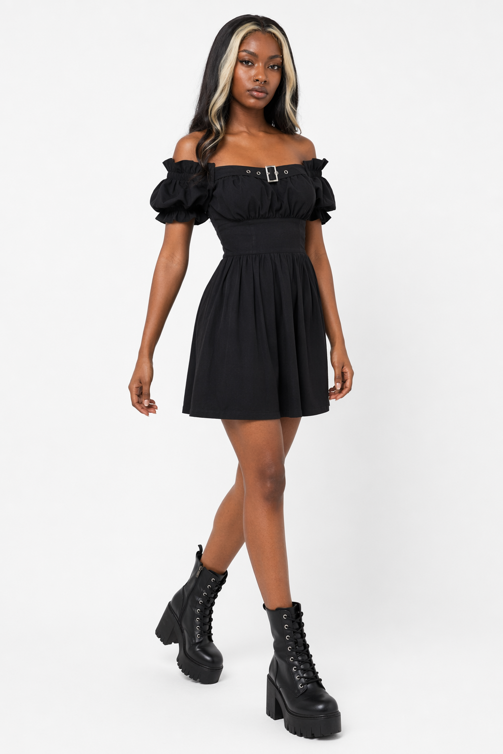 Batty Shoulder Black Dress L