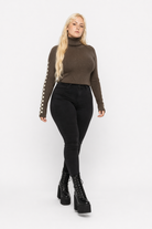 "Cozy Long-sleeve Turtleneck Sweater" Dark Brown
