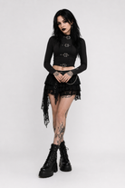 Gothic Long Sleeve Black Top' Black