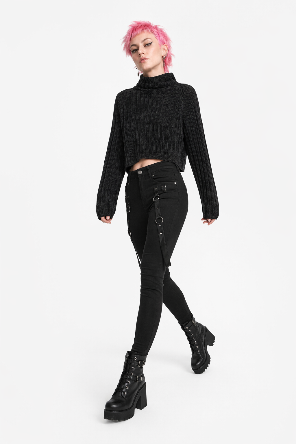 Black High Neck Sweater S