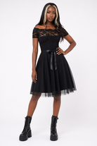 Gothic Lace Mesh Dress Black