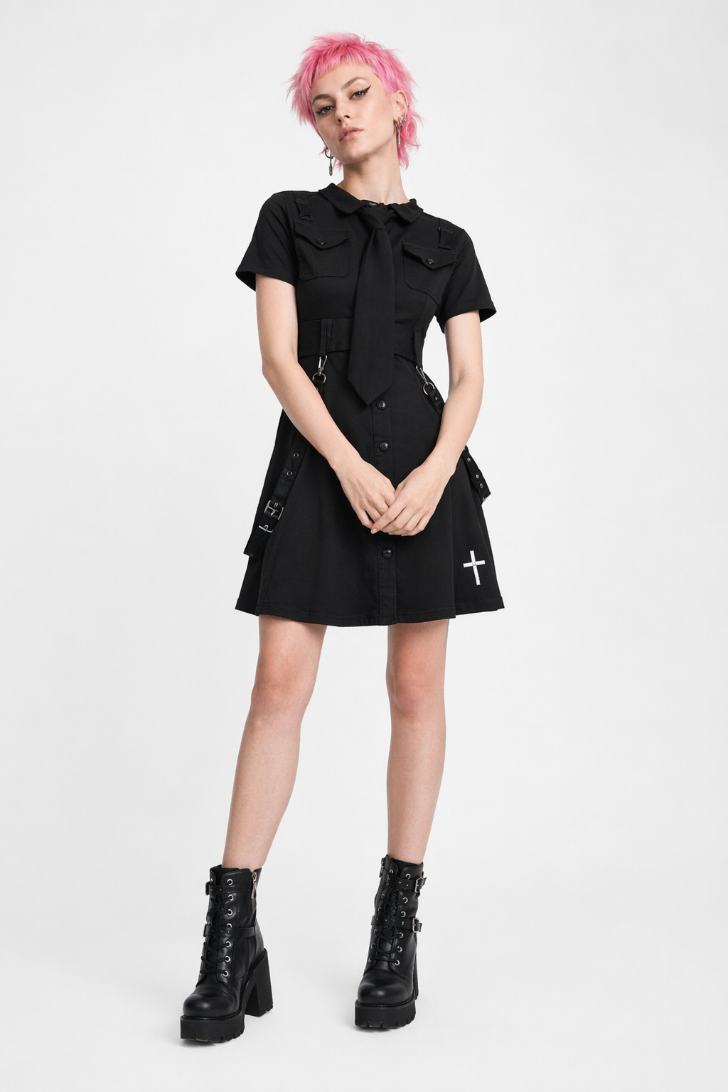 Black Grunge Long Dress Black