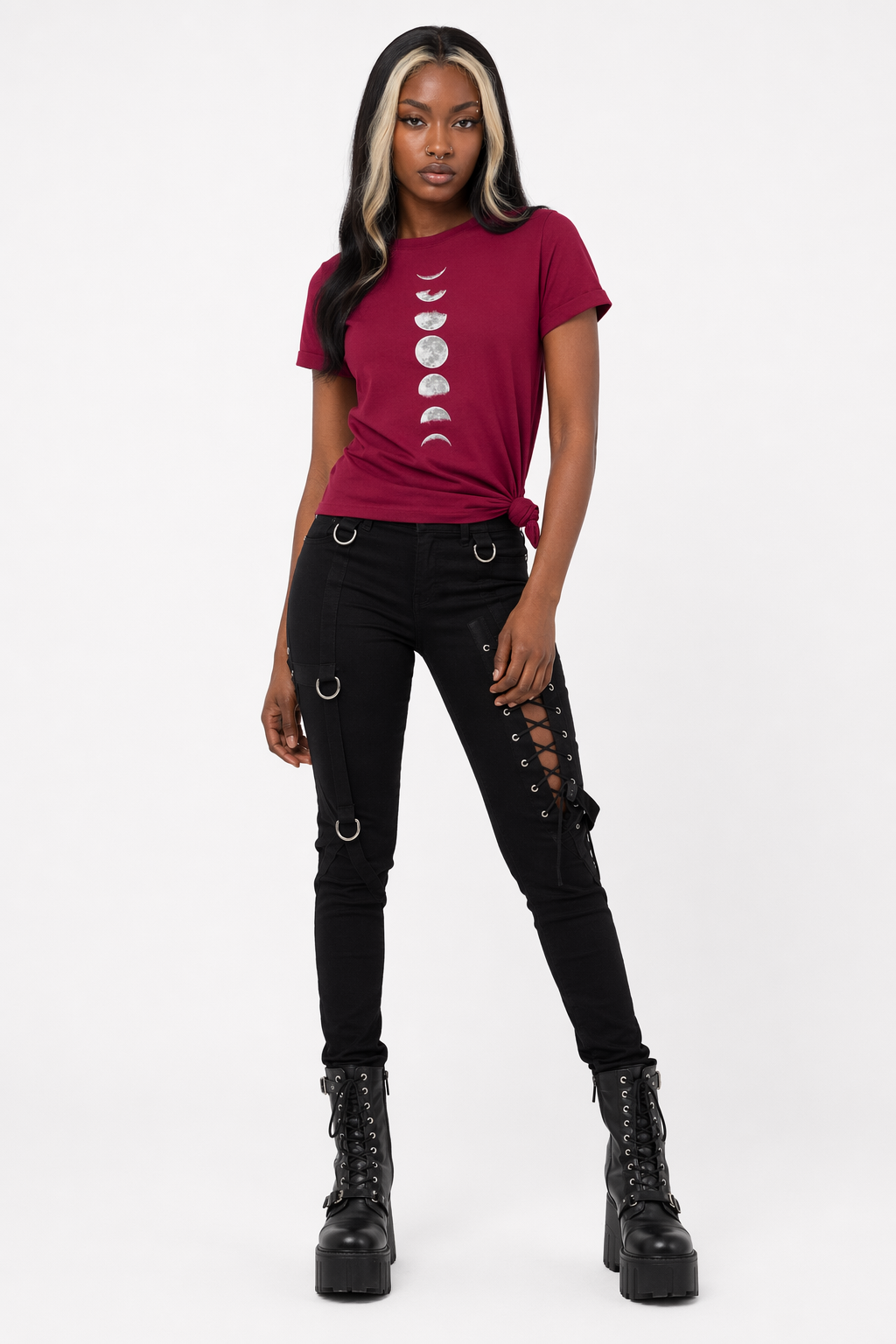 Black Moon Phase Tee' Red