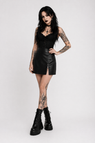 "Frighteners' Black/Red PU Mini Skirt" black