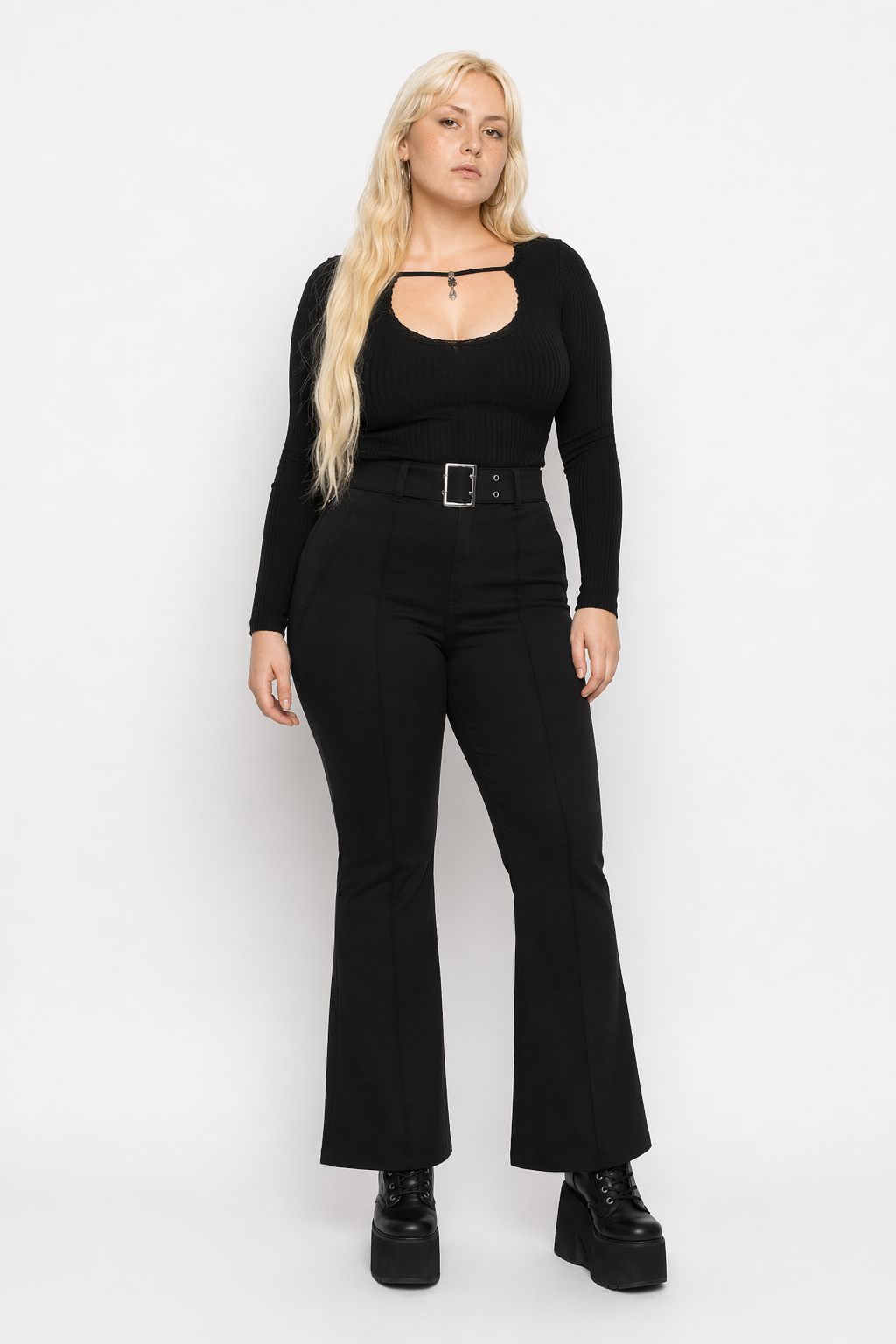 Skinny Buckle Cage Pants black