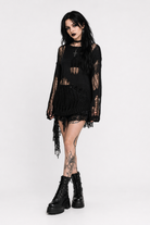 "Black Grunge Oversized Sweater" Black