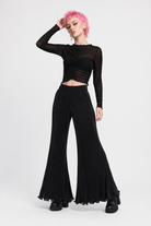 Black Flowy Grunge Goth Pants Black
