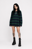 "Green Grunge Stripe Top" GREEN