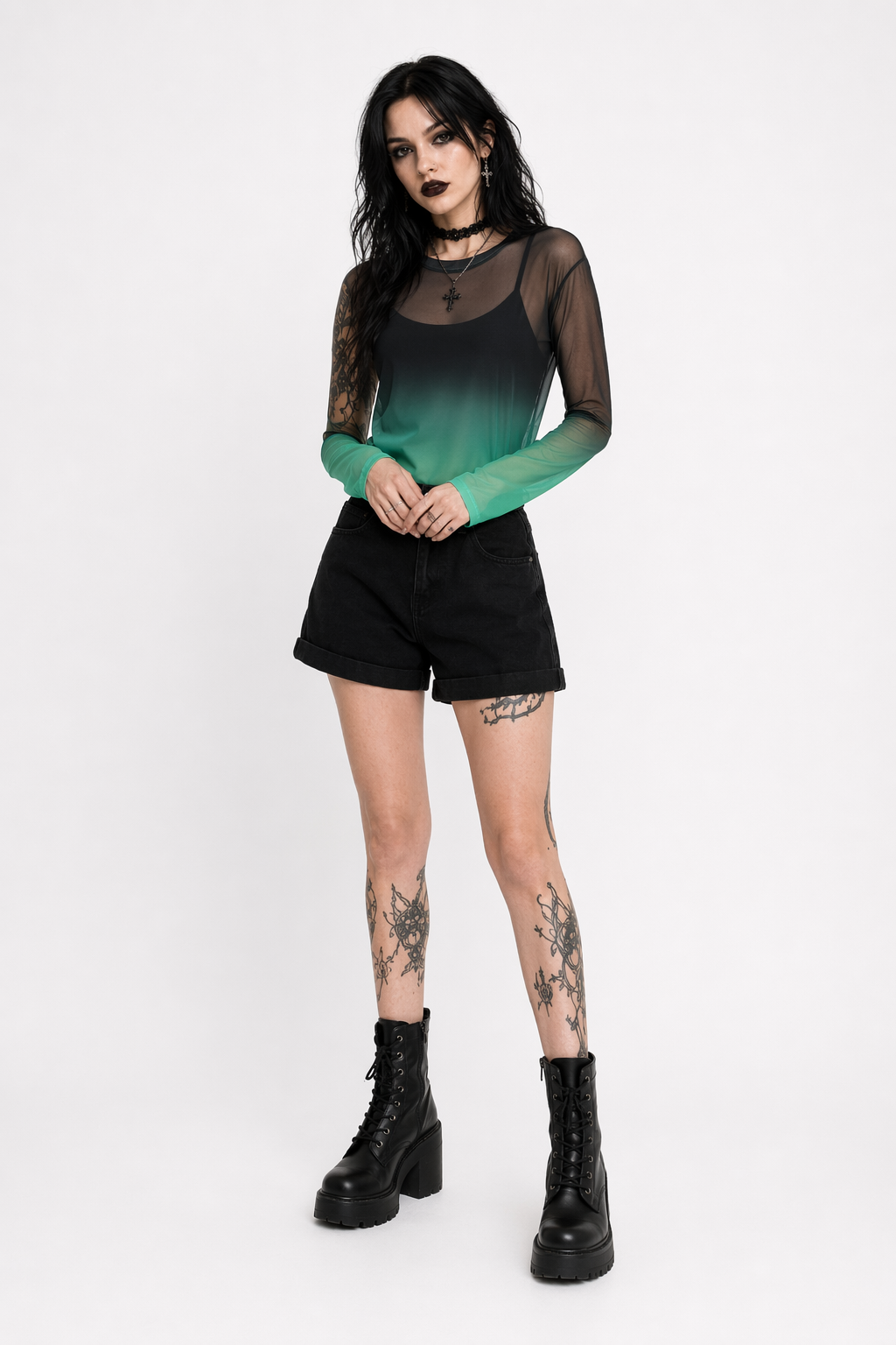 Gradient Mesh Tee - Purple/Green Green