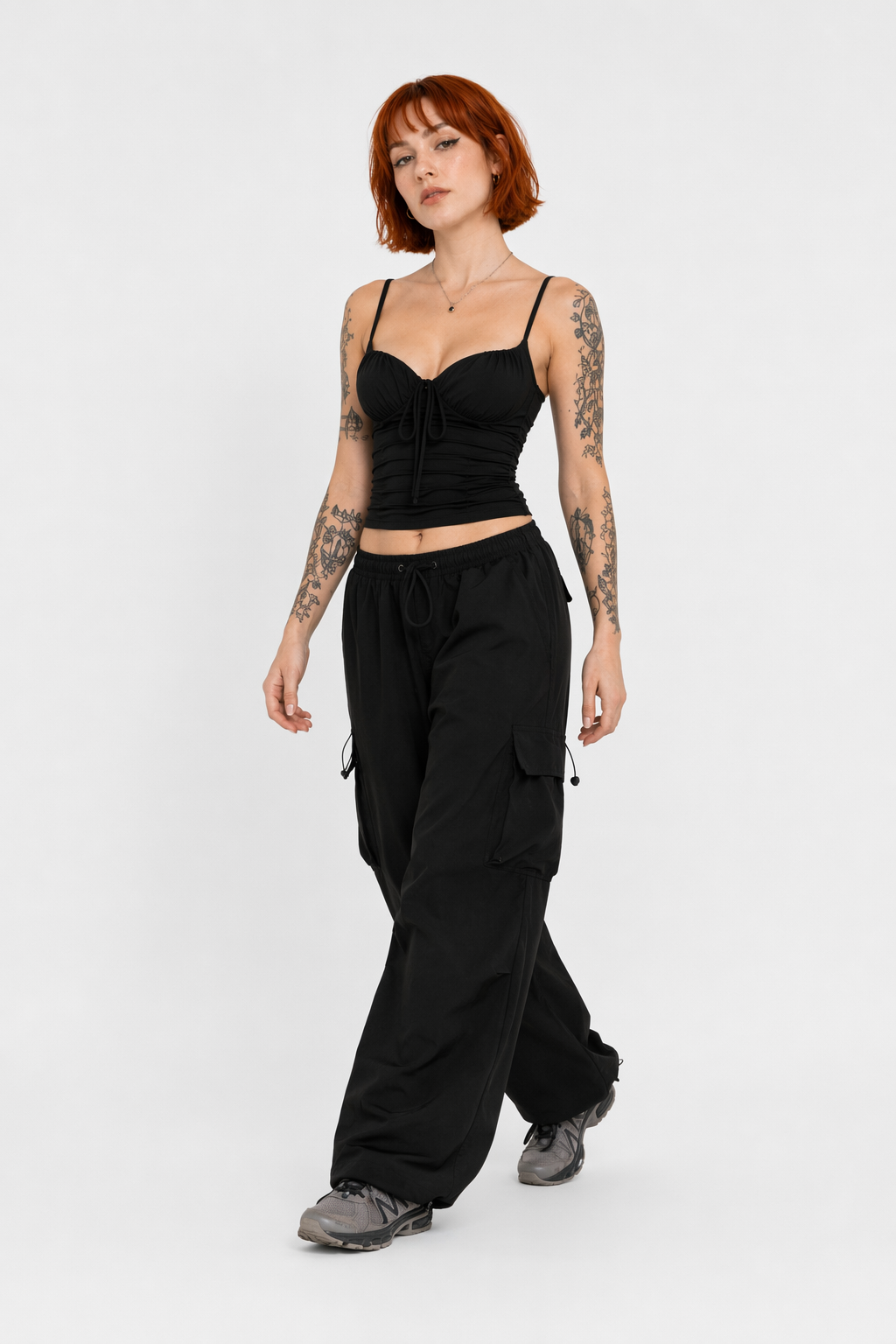 Black Grunge Wide Leg Pants Black