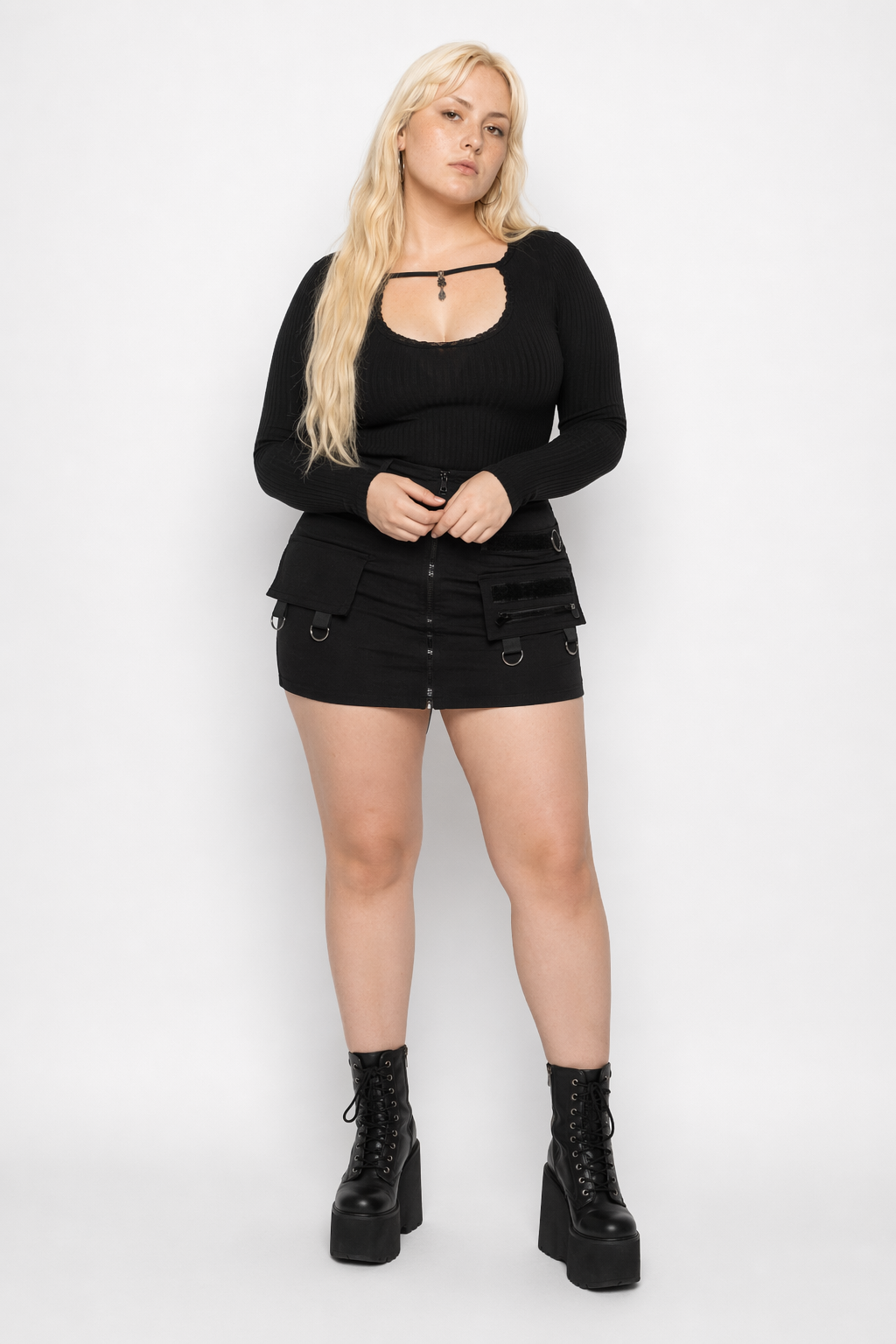 Black Goth Miniskirt Revamped' Black