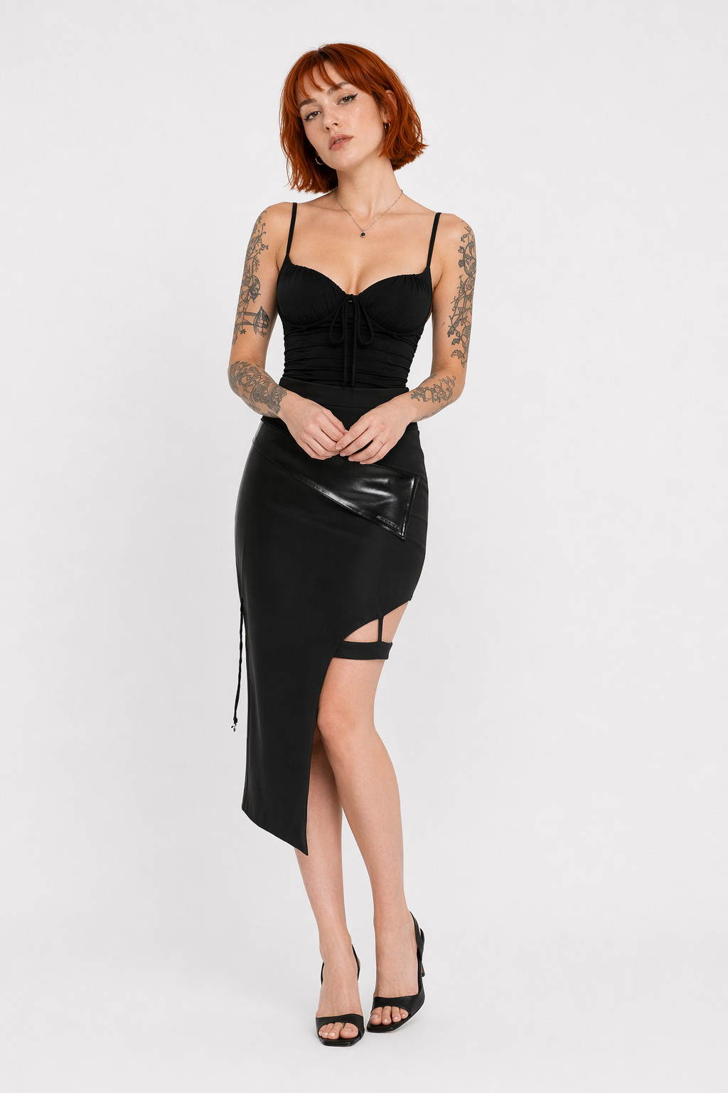 Gothic Faux Leather Skirt black