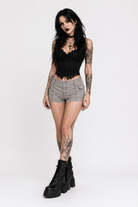 Roll On' Grey/Blue Grunge Cargo Shorts Grey