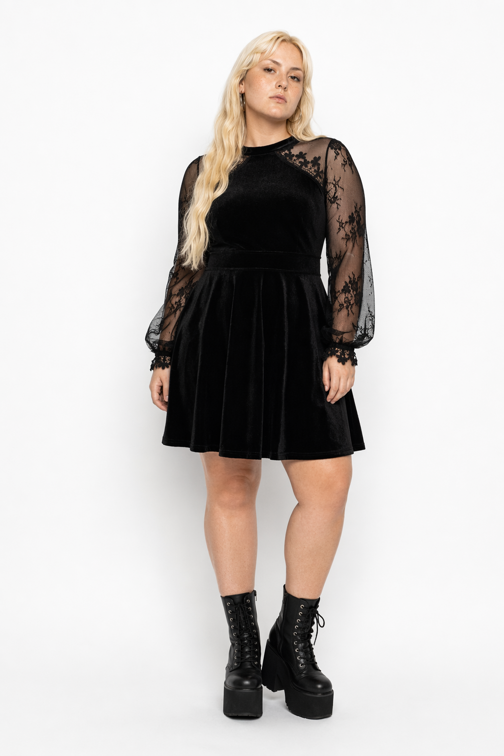 Goth Velvet Lace Dress' black