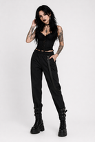 Black Grunge Strap Pants black pants