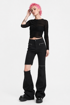 Black Flared Zip Pants Default