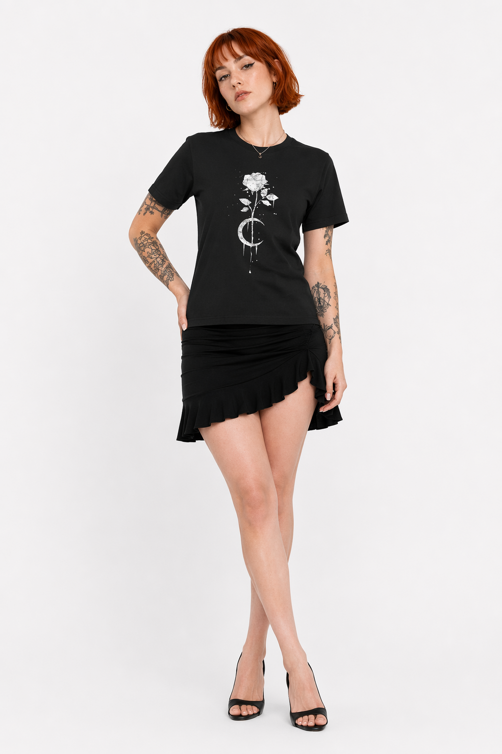 Moon Rose Tee black