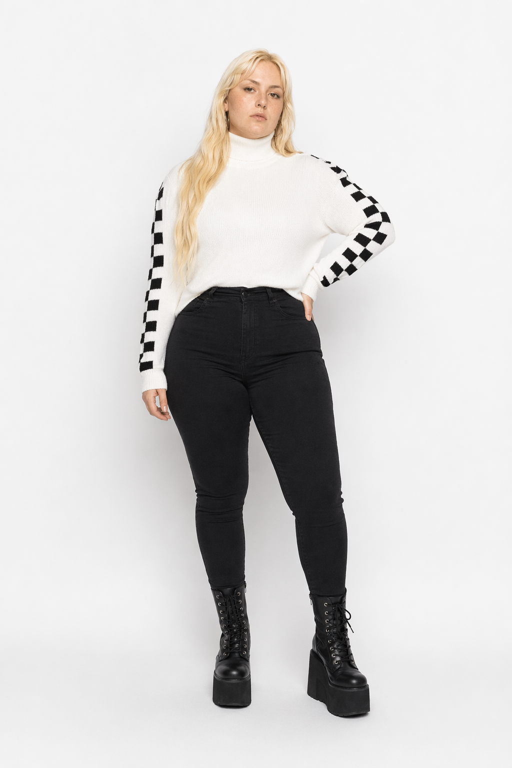 "Cozy Long-sleeve Turtleneck Sweater" White