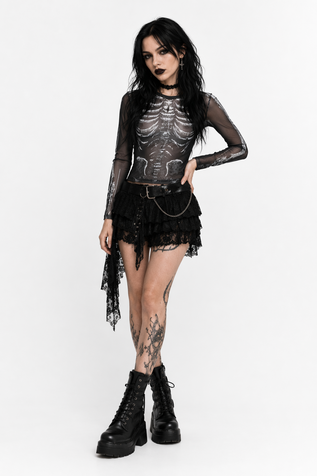 Black Skeleton Print S