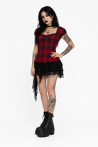 Red Grunge Plaid Top' L