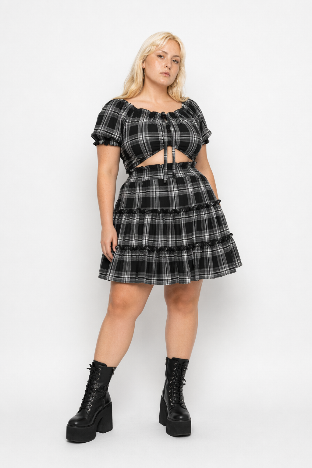 Black Plaid Two-Piece Set' plaid