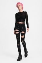 Black Distressed High Waist Jeans Black