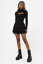 Black Lace Up Skirt S