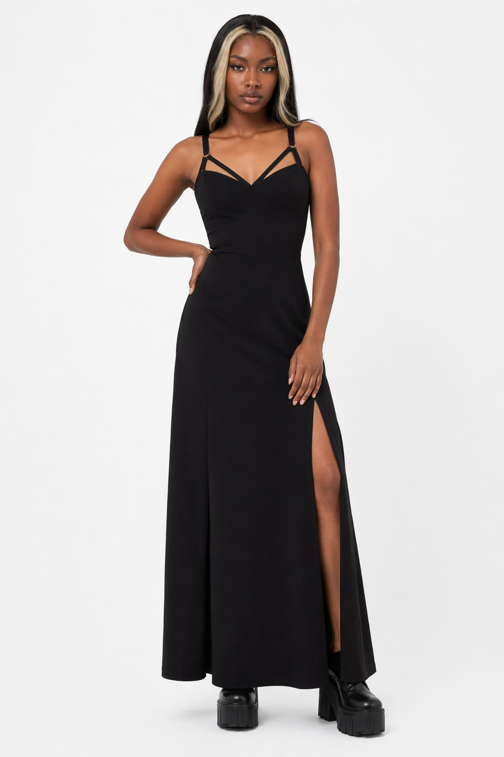 Gothic Maxi Dress - Sky Black black
