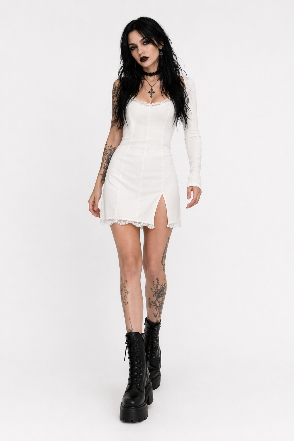 Liar's Casual Split Dress' White