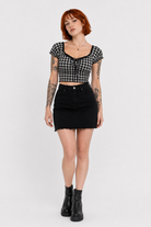 "Chic Plaid Blouse Top" black