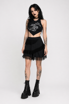 Gothic Mesh Ruffle Skirt Black