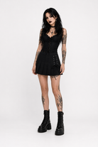 "Armageddon Punk Pleated Mini Skirt" black
