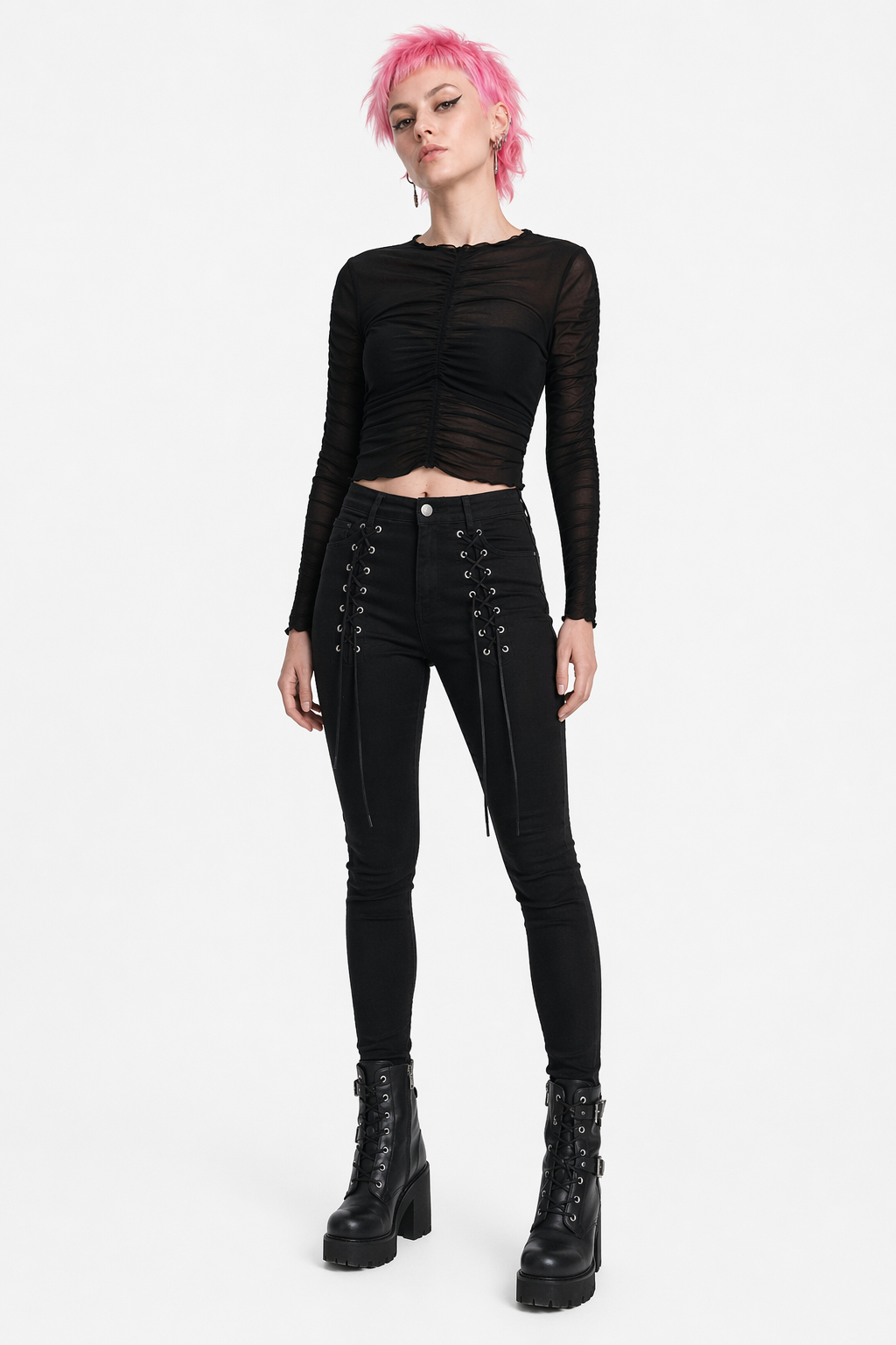 Draco Black 5-Inch Lace-Up Ankle Pants black