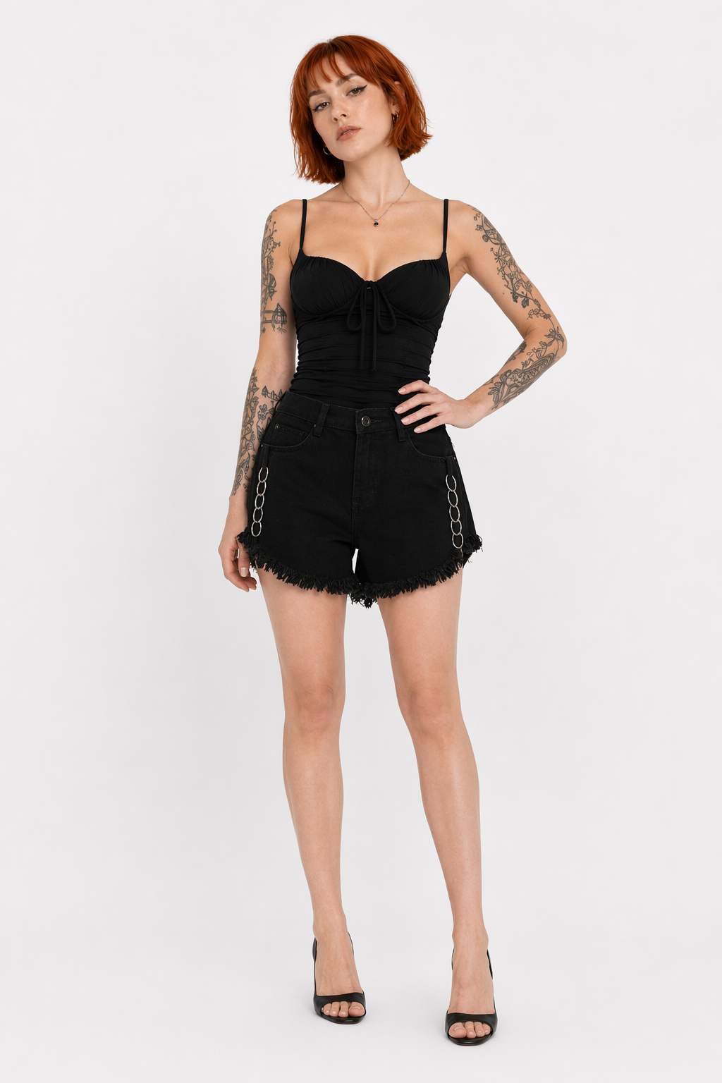 Black Tassel Chain Shorts Black