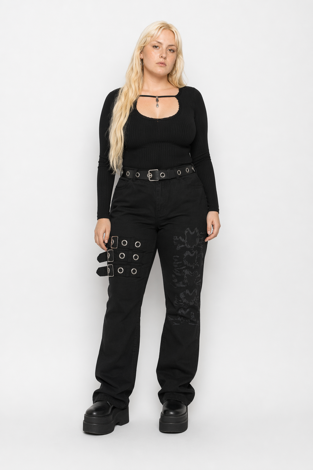 Black Haunted Buckle Pants black