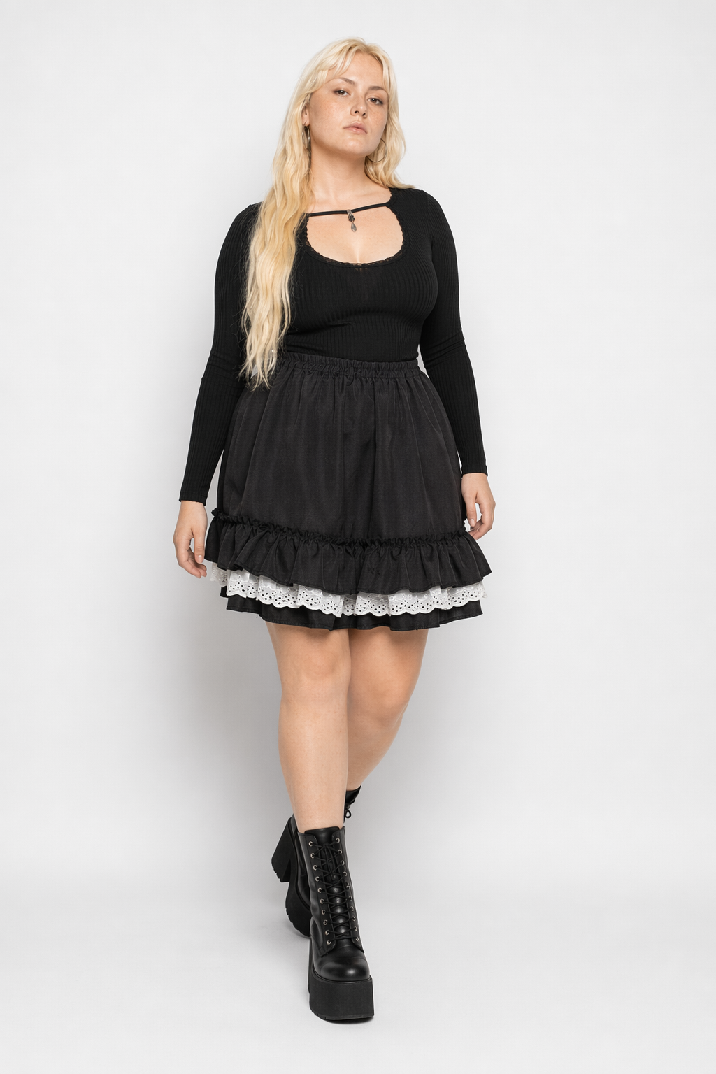 Grunge Ruffle Skirt in Apparition Default Title
