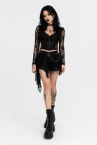 Lace V-neck Black Top black