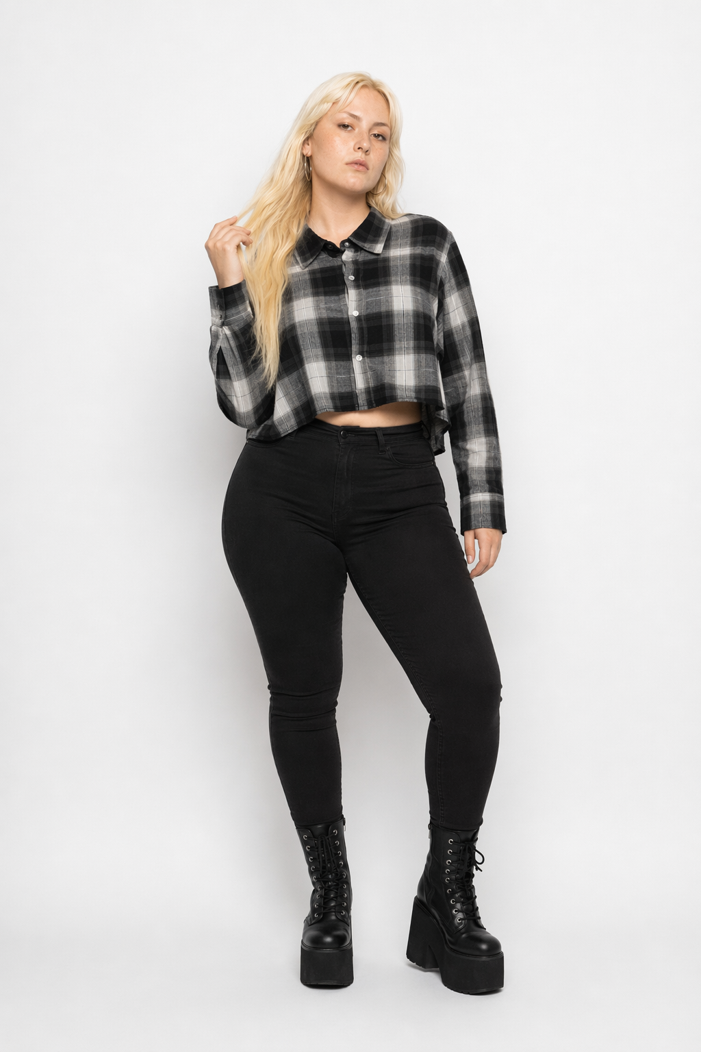 Smashing' Grunge Check Shirt Black