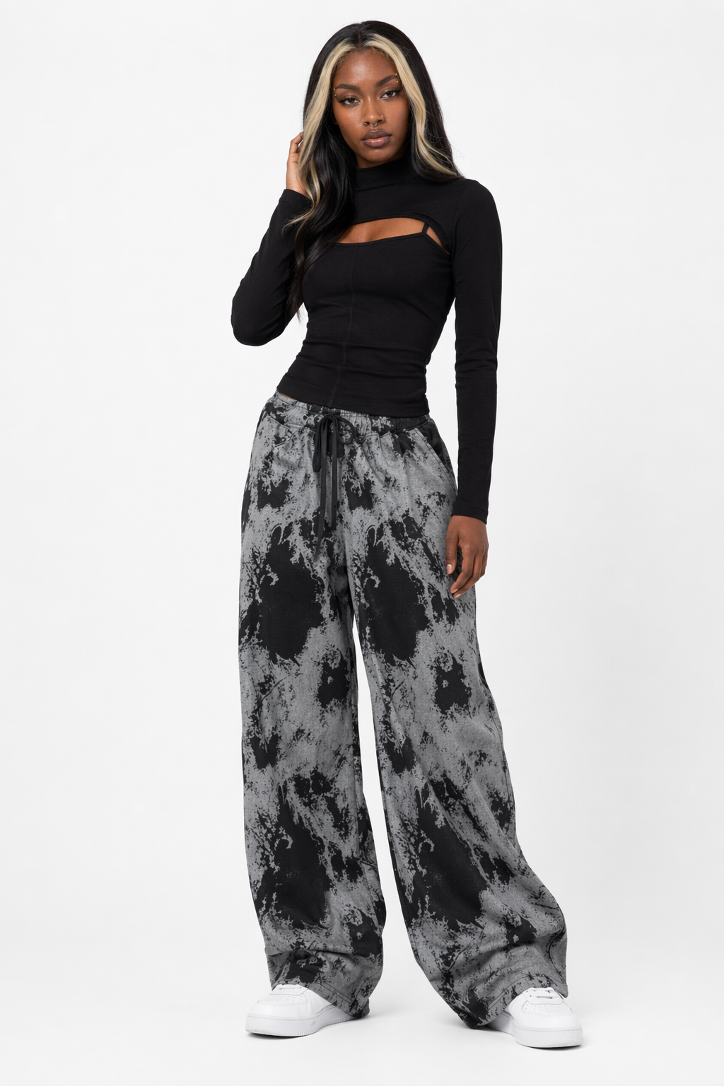 Black Tie Dye Grunge Pants as shown