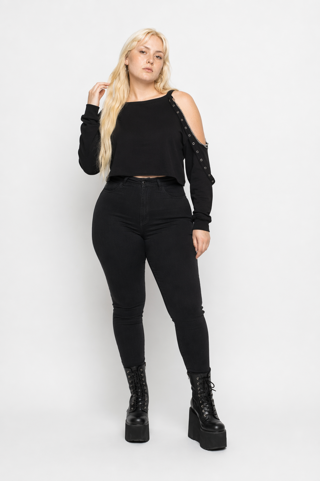 Black Grunge Chain Top' Black