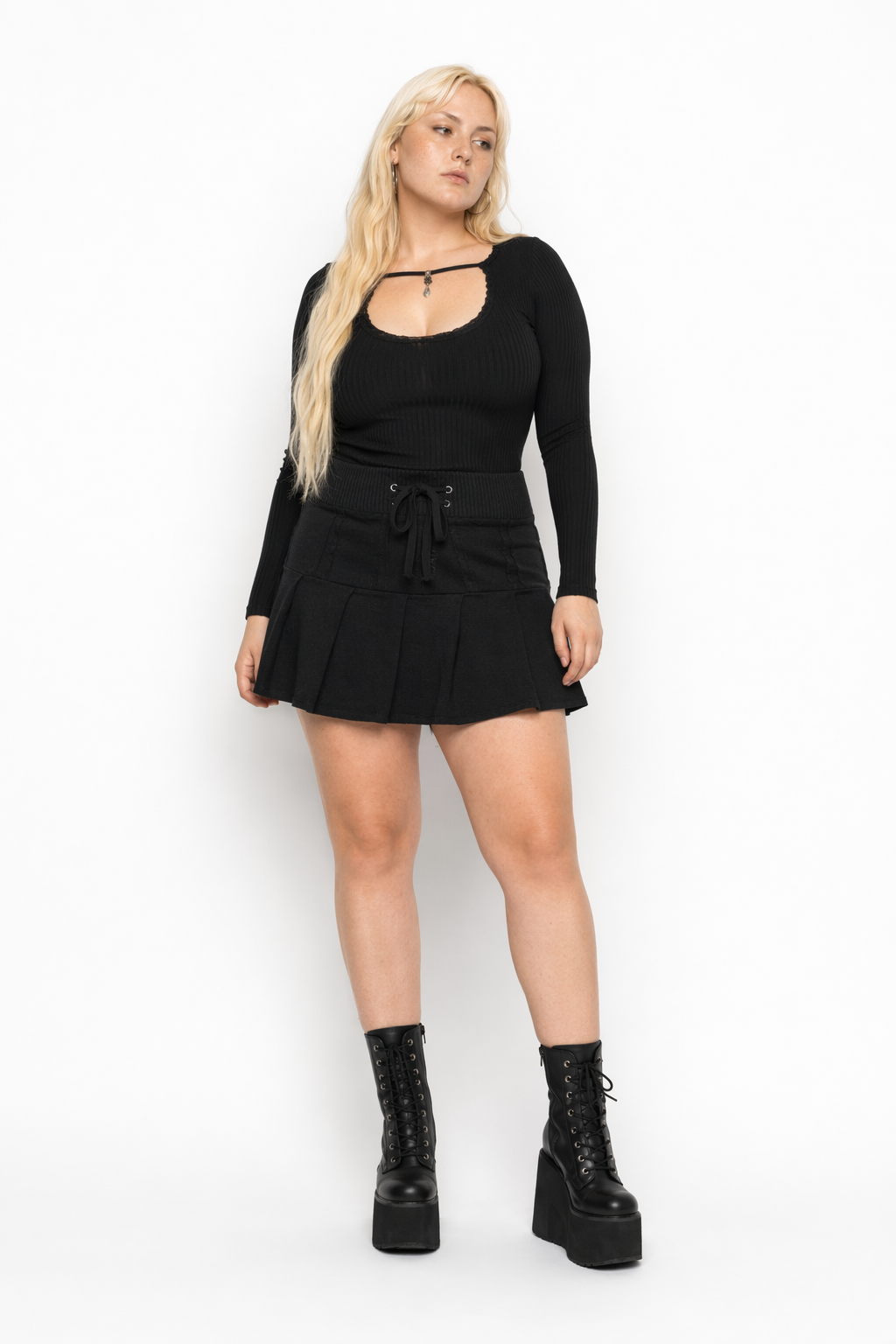 Black Gothic A-Line Mini Skirt Black