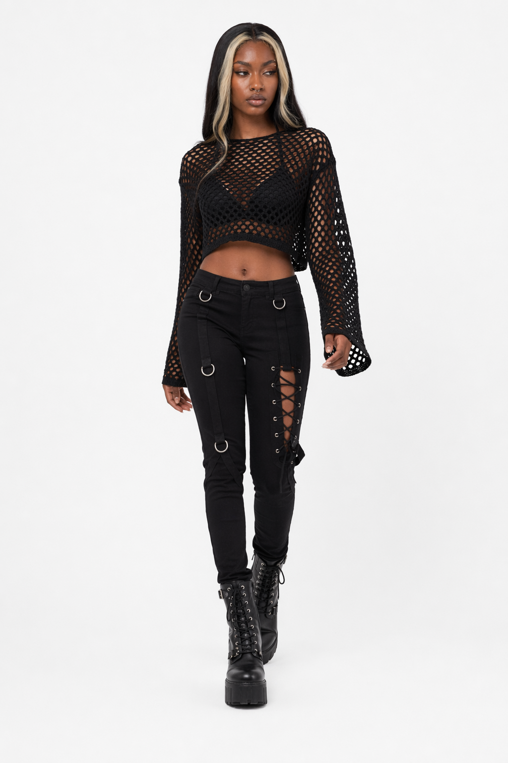 Rebel Black Mesh Beach Sweater Black
