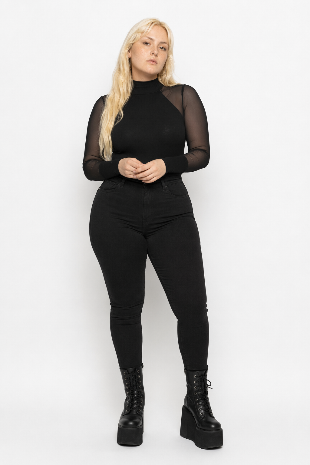 Black Gothic Mesh Bodysuit Black