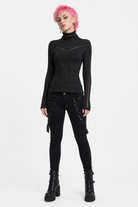 Grunge Grey Turtleneck Alternative Top Black