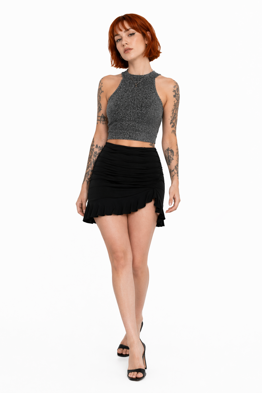 Agony' Grey Grunge Crop Top L